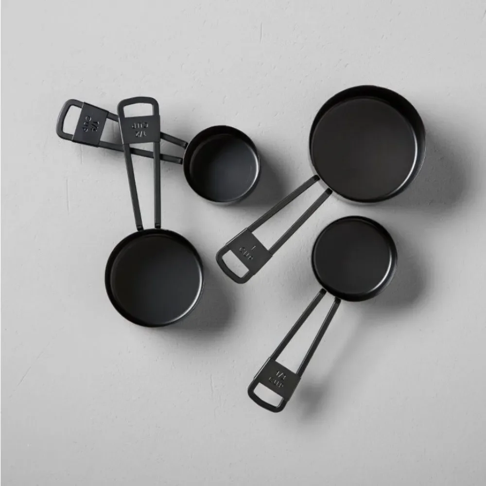Hearth & Hand black measuring cups with leather snap loop